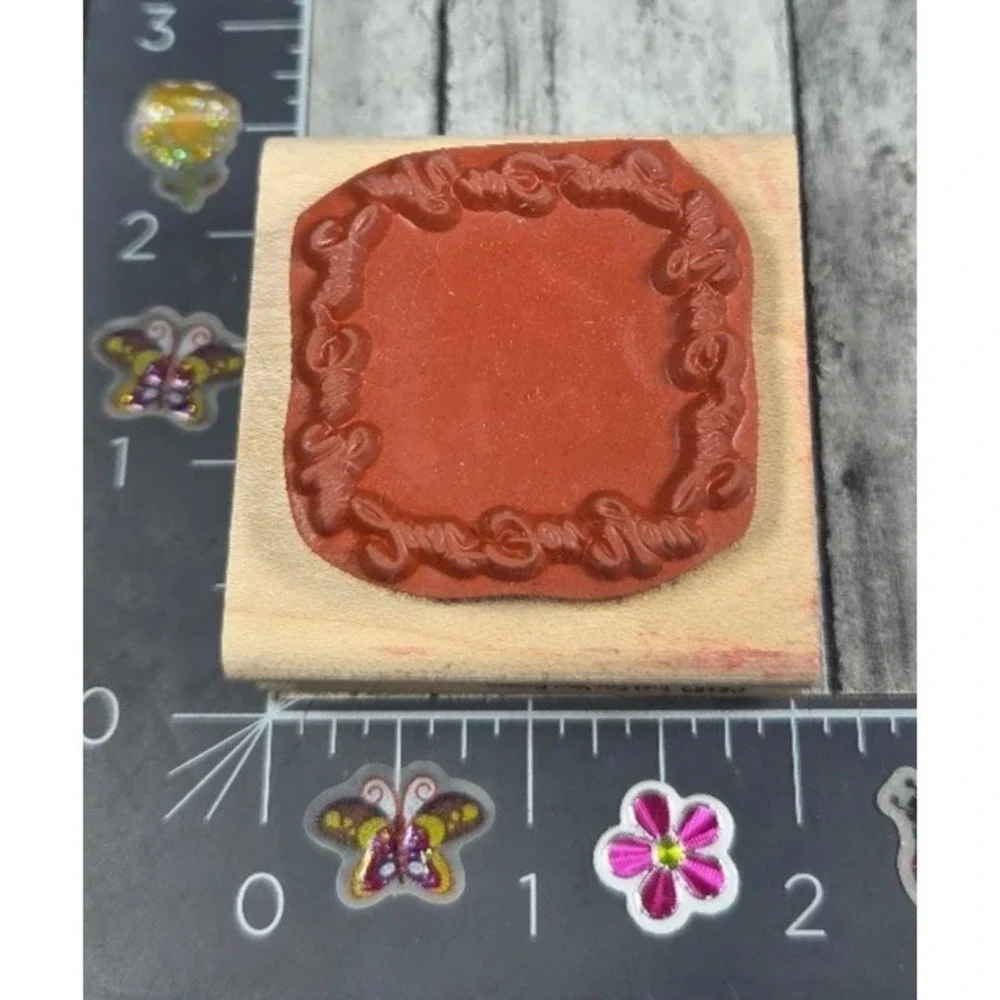Impression Obsession Just For You Script Frame C5152 Rubber Stamp Wood #E67